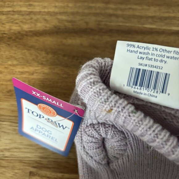 Top Paw Dog Sweater Lavender Speckled Multicolor Outerwear Pet Size XXS. NWT - Picture 7 of 9